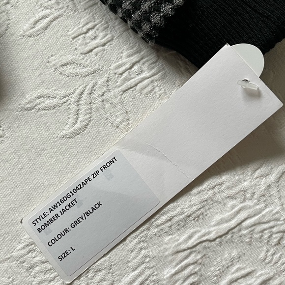 NWT CHARLES GRAY LONDON Black Gray Metallic Front Zip Bomber Jacket L - Picture 14 of 16